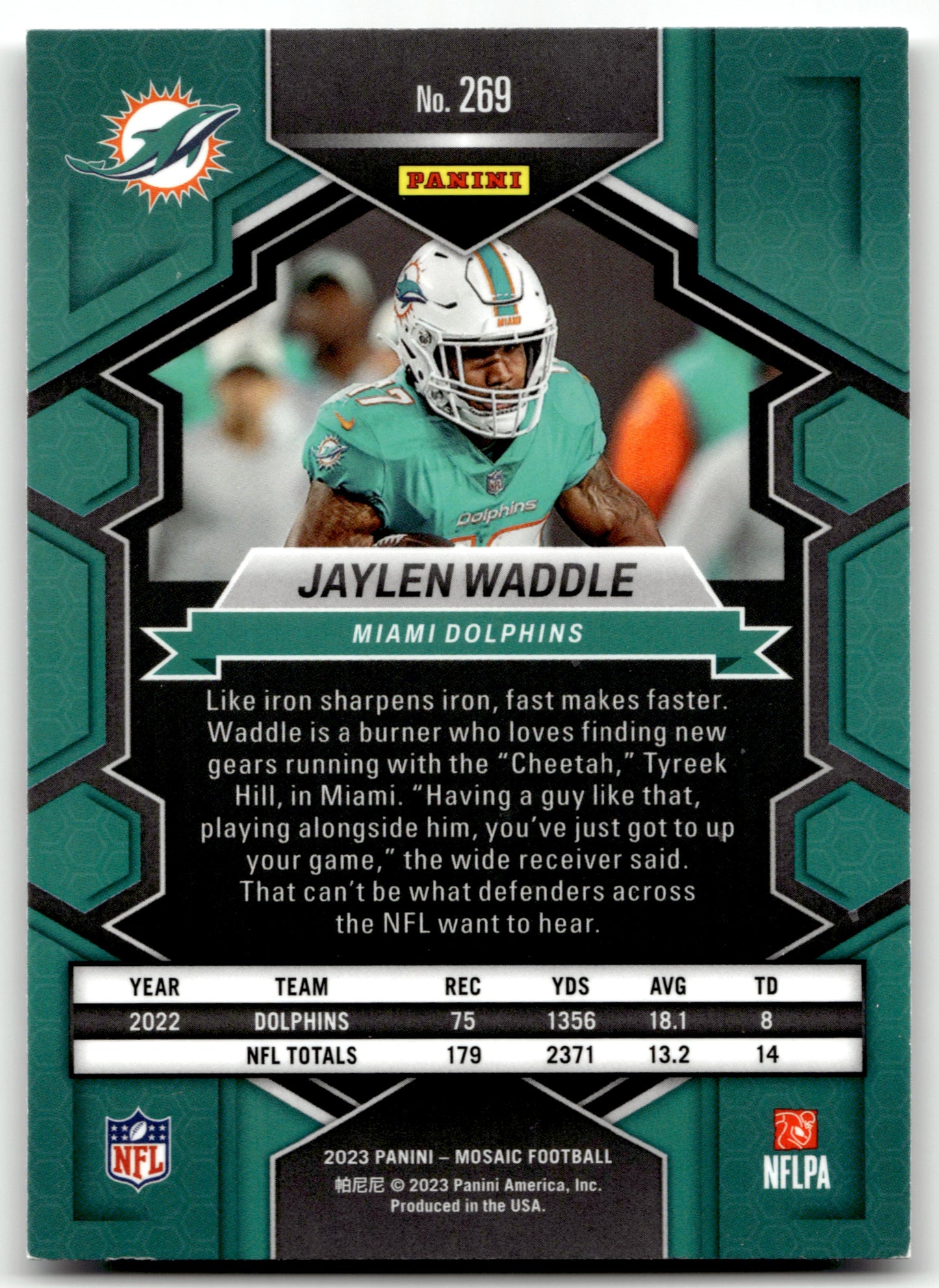 Jaylen Waddle - #269 - 2023 Panini Mosaic - Panini