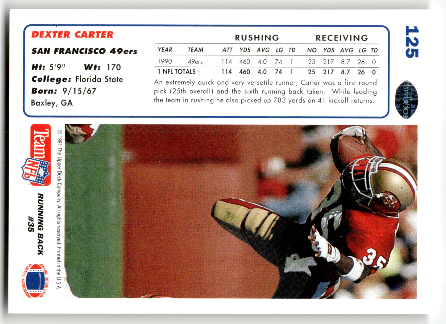 Dexter Carter - #125 - 1991 Upper Deck - Upper Deck