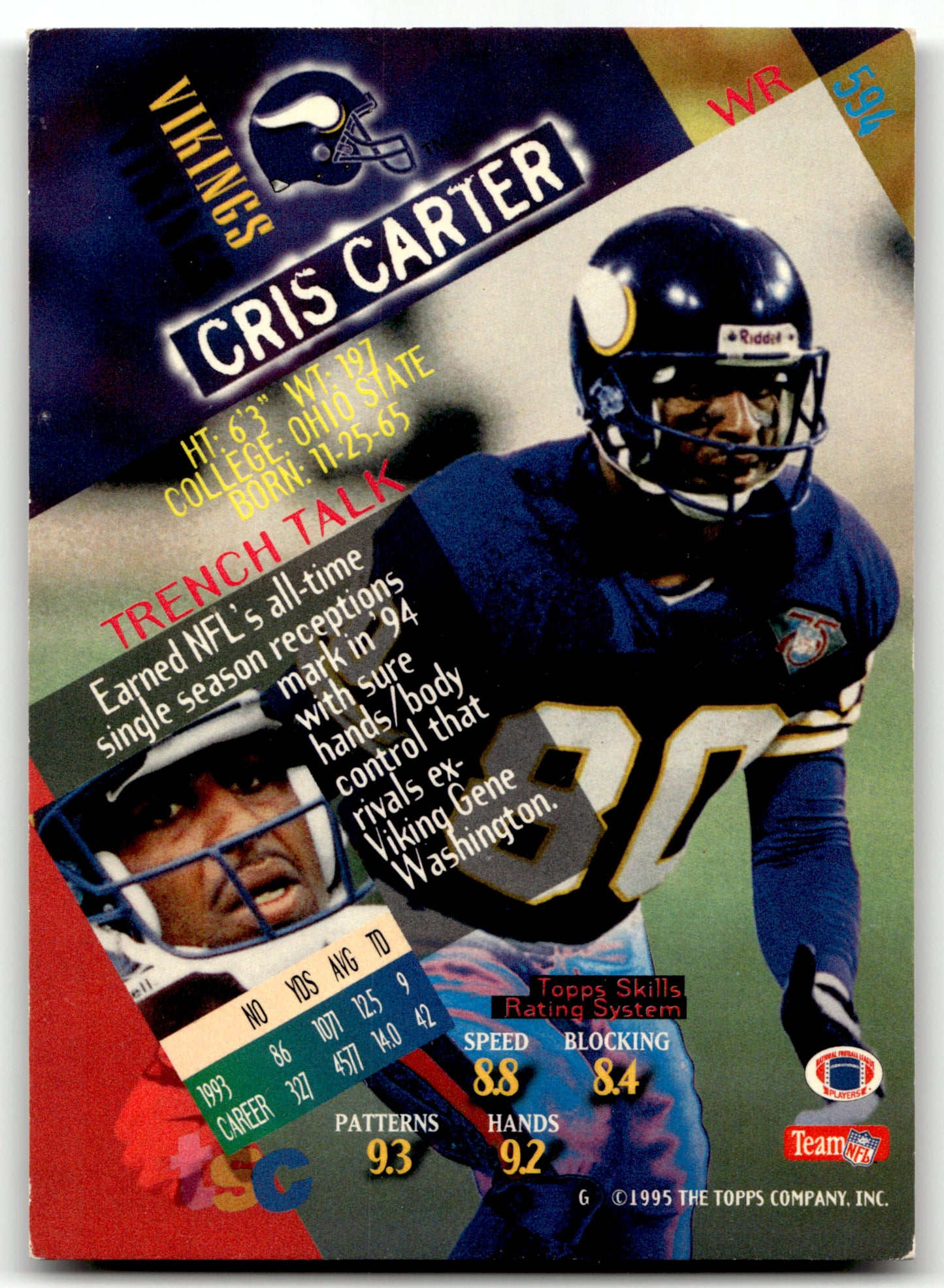 Cris Carter - #594 - 1994 Stadium Club -