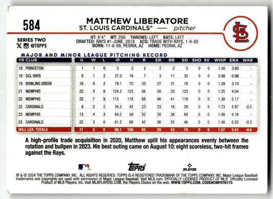 Matthew Liberatore - #584 - 2024 Topps - Topps