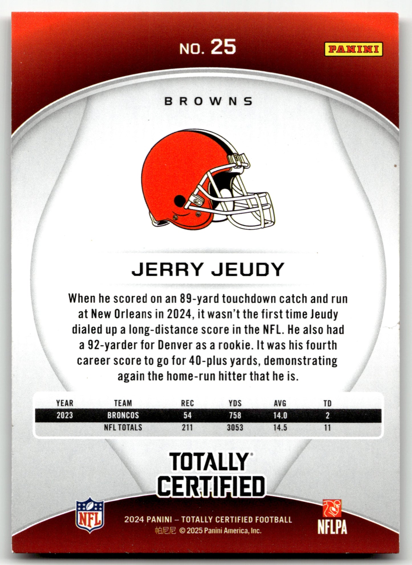 Jerry Jeudy - #25 - 2024 Panini Totally Certified - Panini