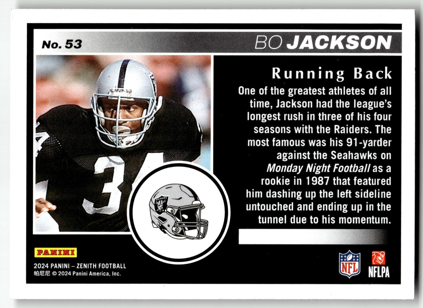 Bo Jackson - #53 - 2024 Panini Zenith - Panini