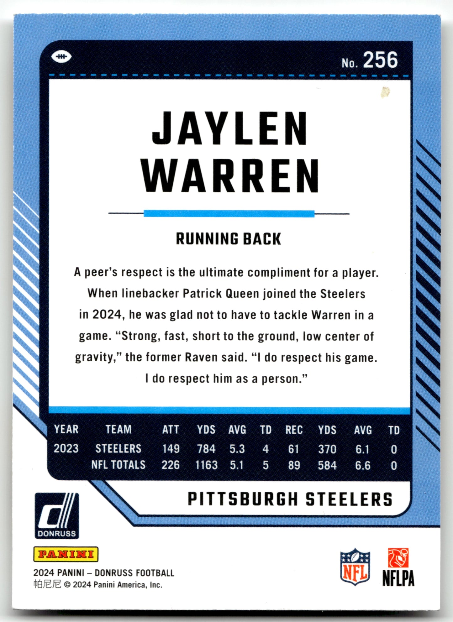 Jaylen Warren - #256 - 2024 Donruss - Donruss