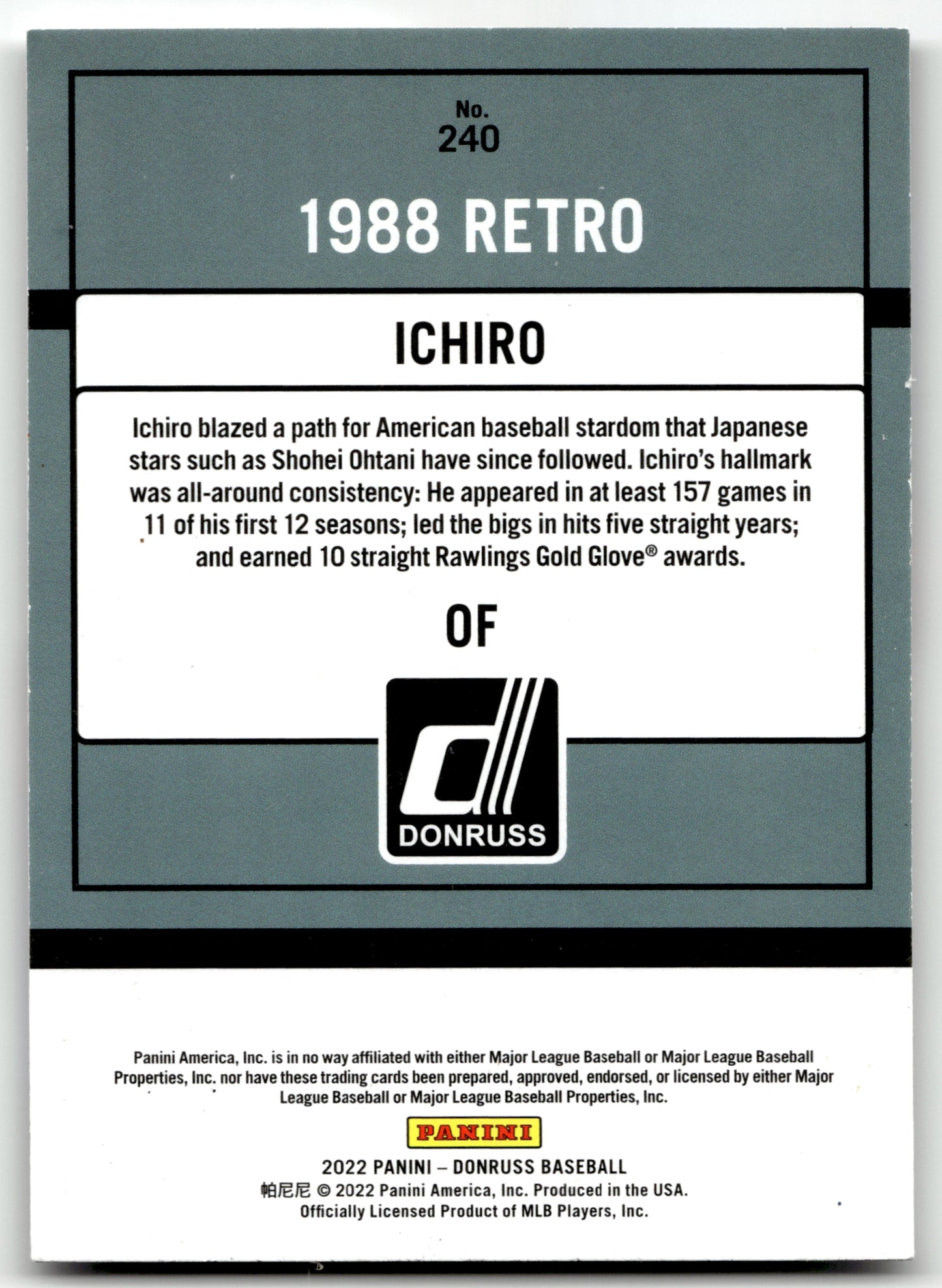 Ichiro - #240b - 2022 Donruss - Donruss