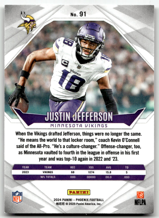 Justin Jefferson - #91 - Purple 2024 Panini Phoenix - Panini