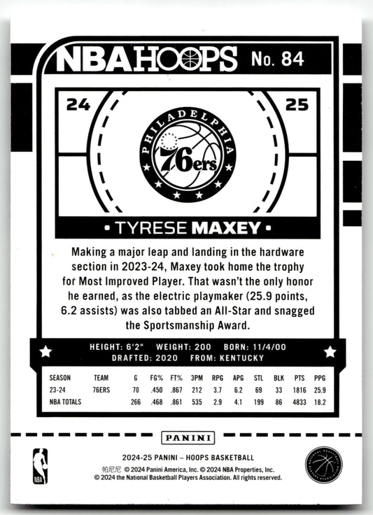 Tyrese Maxey - #84 - 2024-25 Hoops -