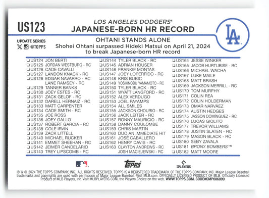 2024 Topps Update Shohei Ohtani Los Angeles Dodgers #US123