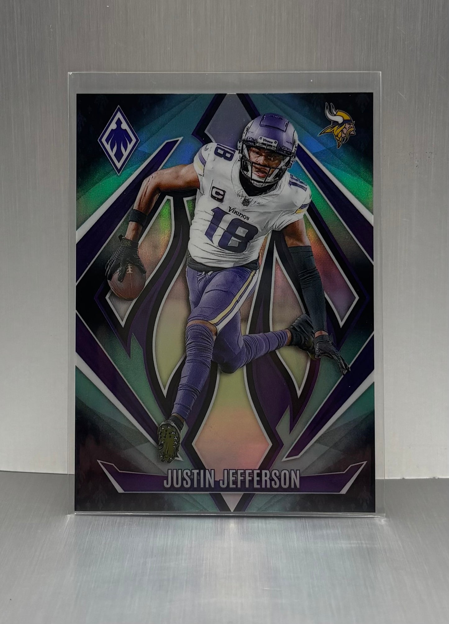 Justin Jefferson 2024 Panini Phoenix Teal Fade /72 Prizim #91 Vikings