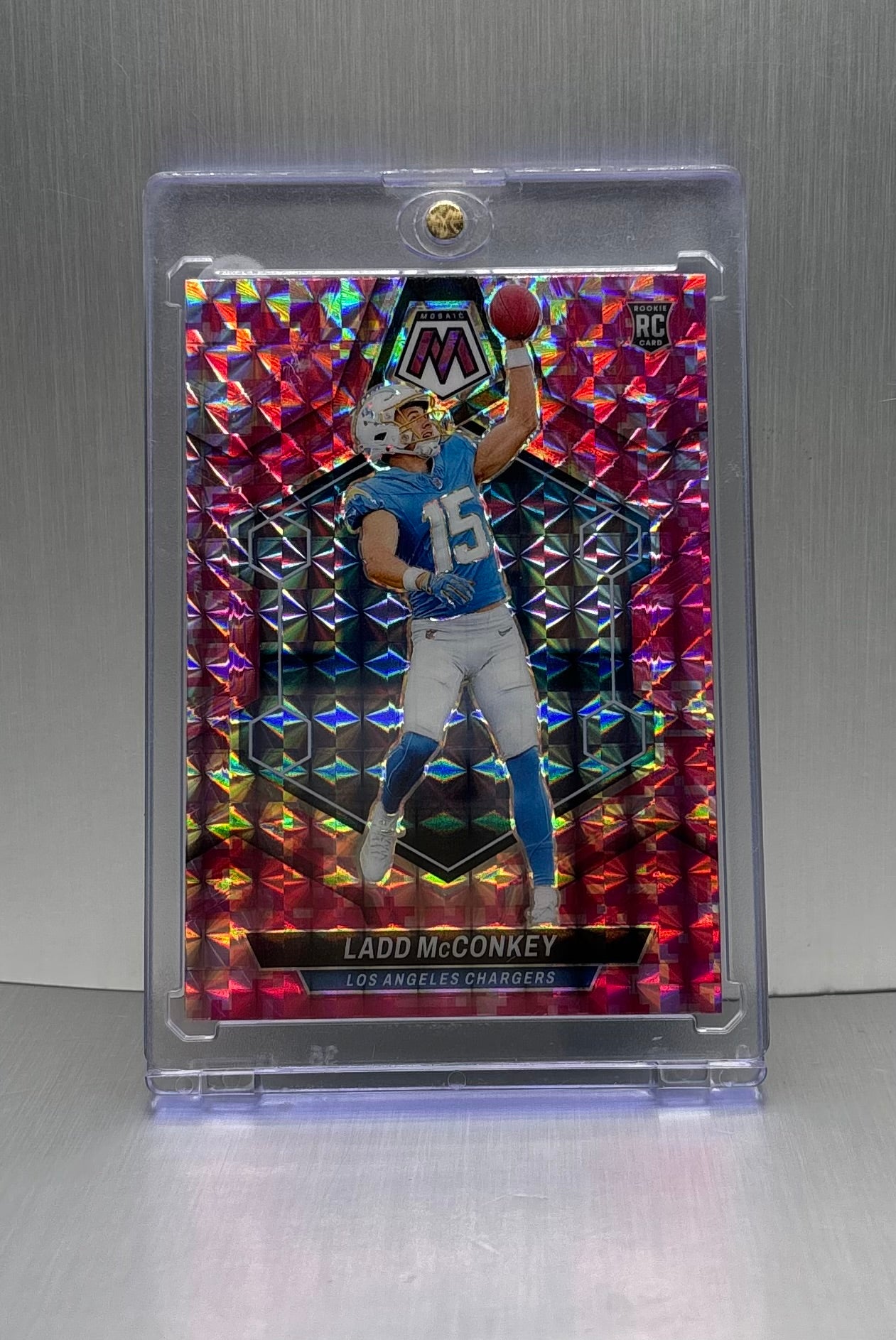 2024 Panini Mosaic Camo Pink Mosaic Prizm #334 Ladd McConkey Rookie Card