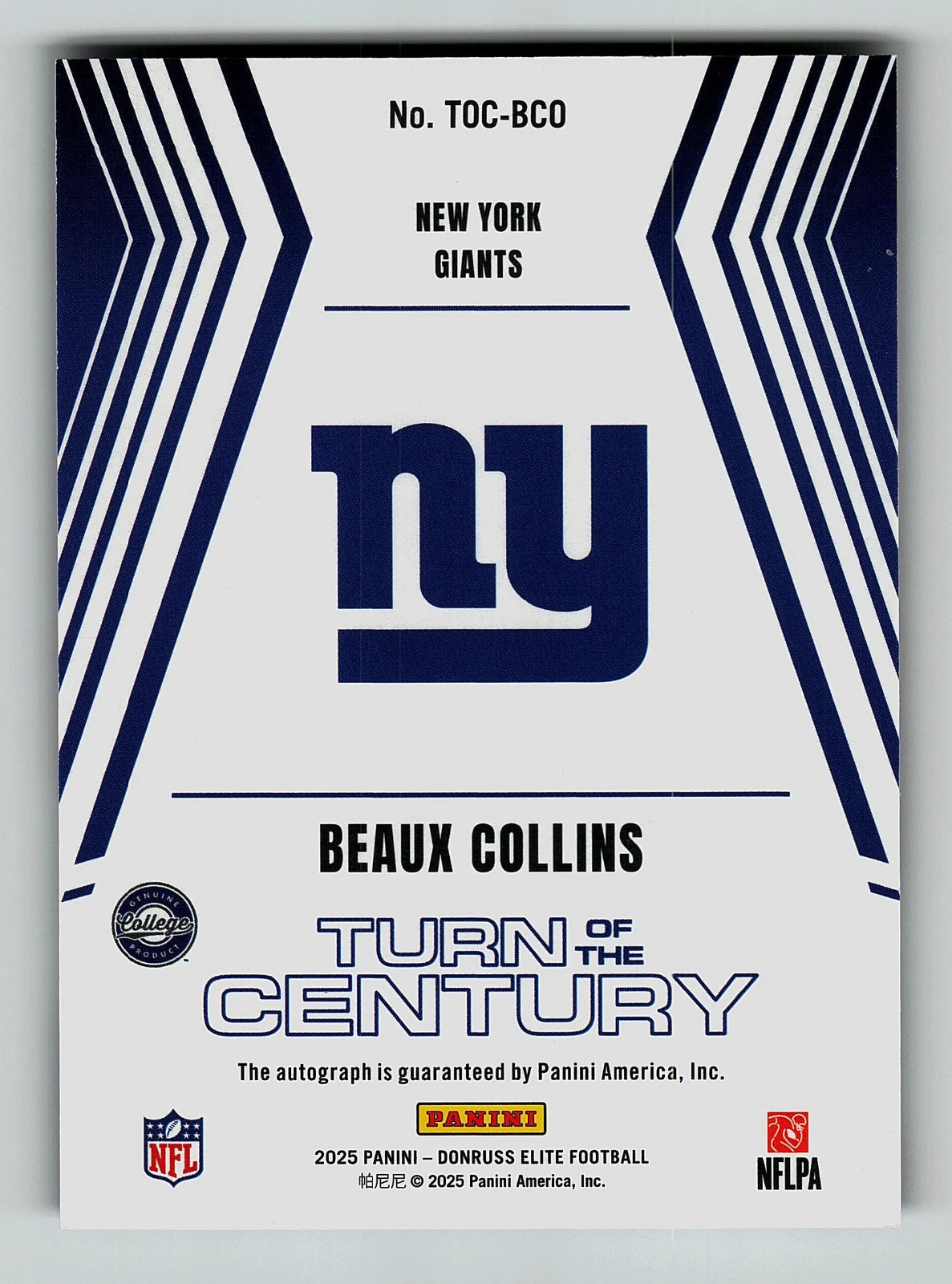 2025 Elite Turn of The Century Autographs Purple-Beaux Collins 11 /15