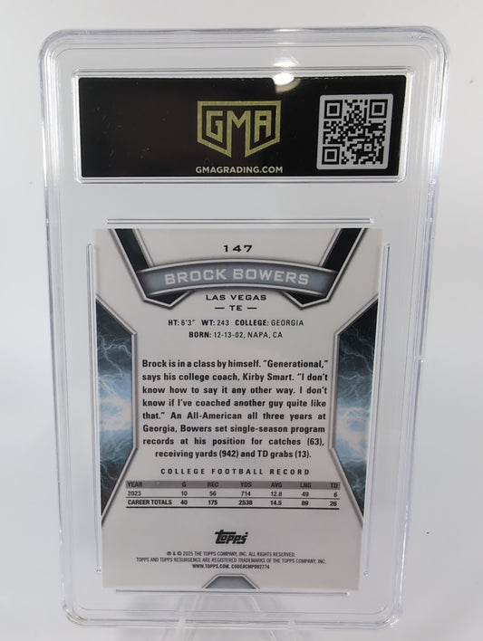 2024 Topps Resurgence Rookies Brock Bowers #147 Surge Refractor /399 (RC) GMA 10
