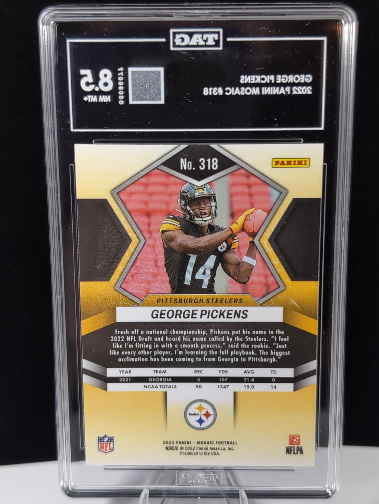 2022 Panini Mosaic - Rookies George Pickens #318 (RC) Tag 8.5 LOW POP