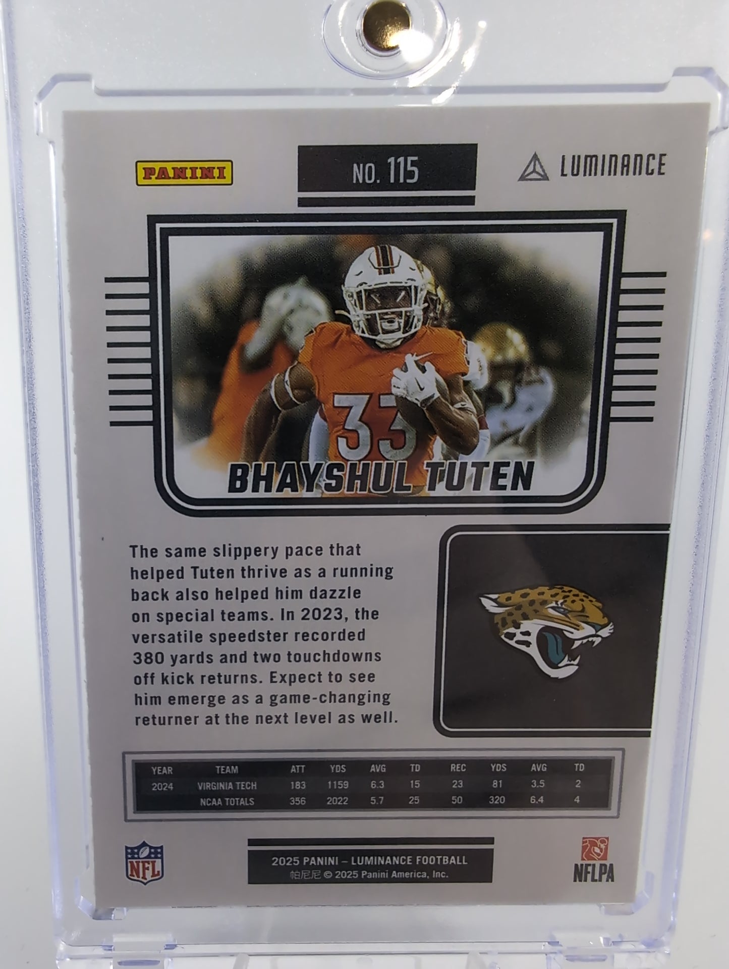 2025 Luminance Bhayshul Tuten #115 Football Card Rookie Jaguars RC