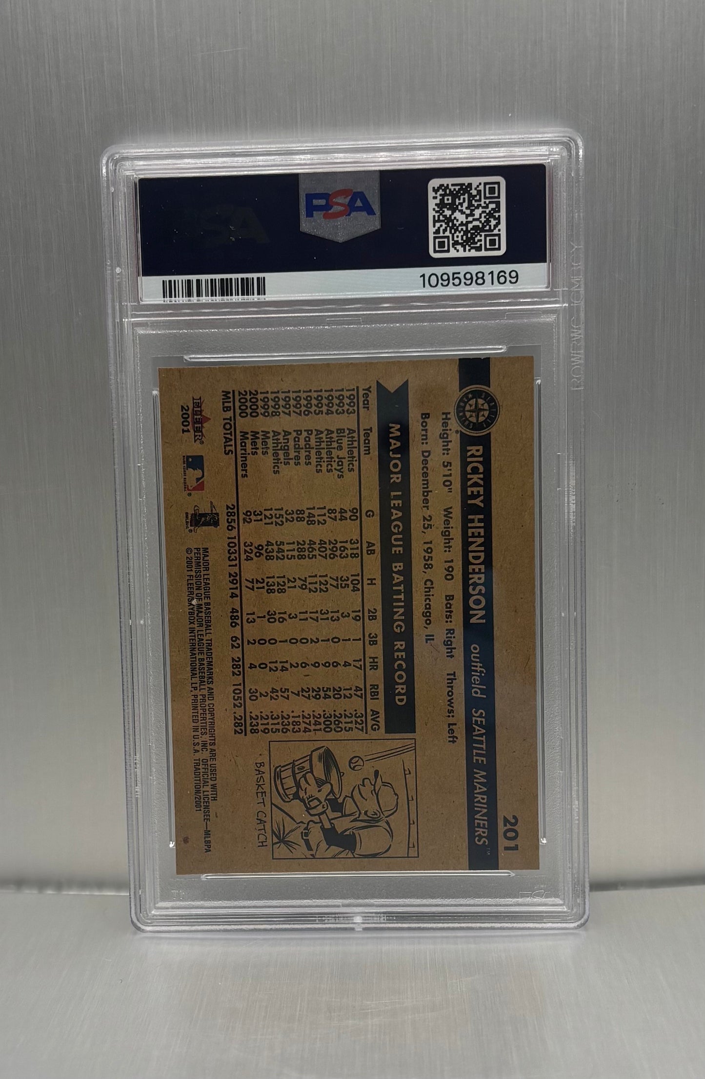 2001 Fleer Rickey Henderson PSA 8
