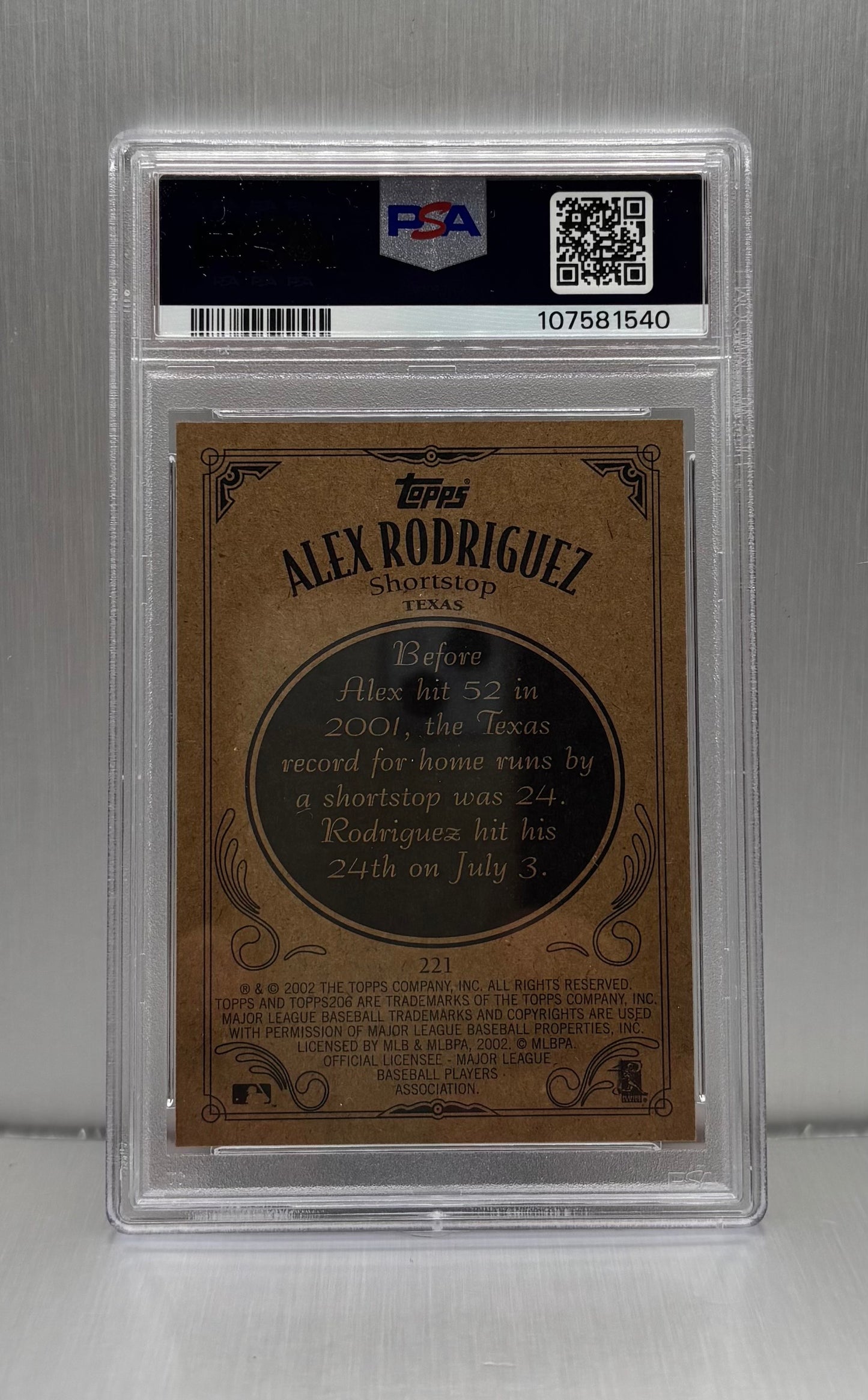 2002 Topps 206 Alex Rodriguez Blue Jersey PSA 8