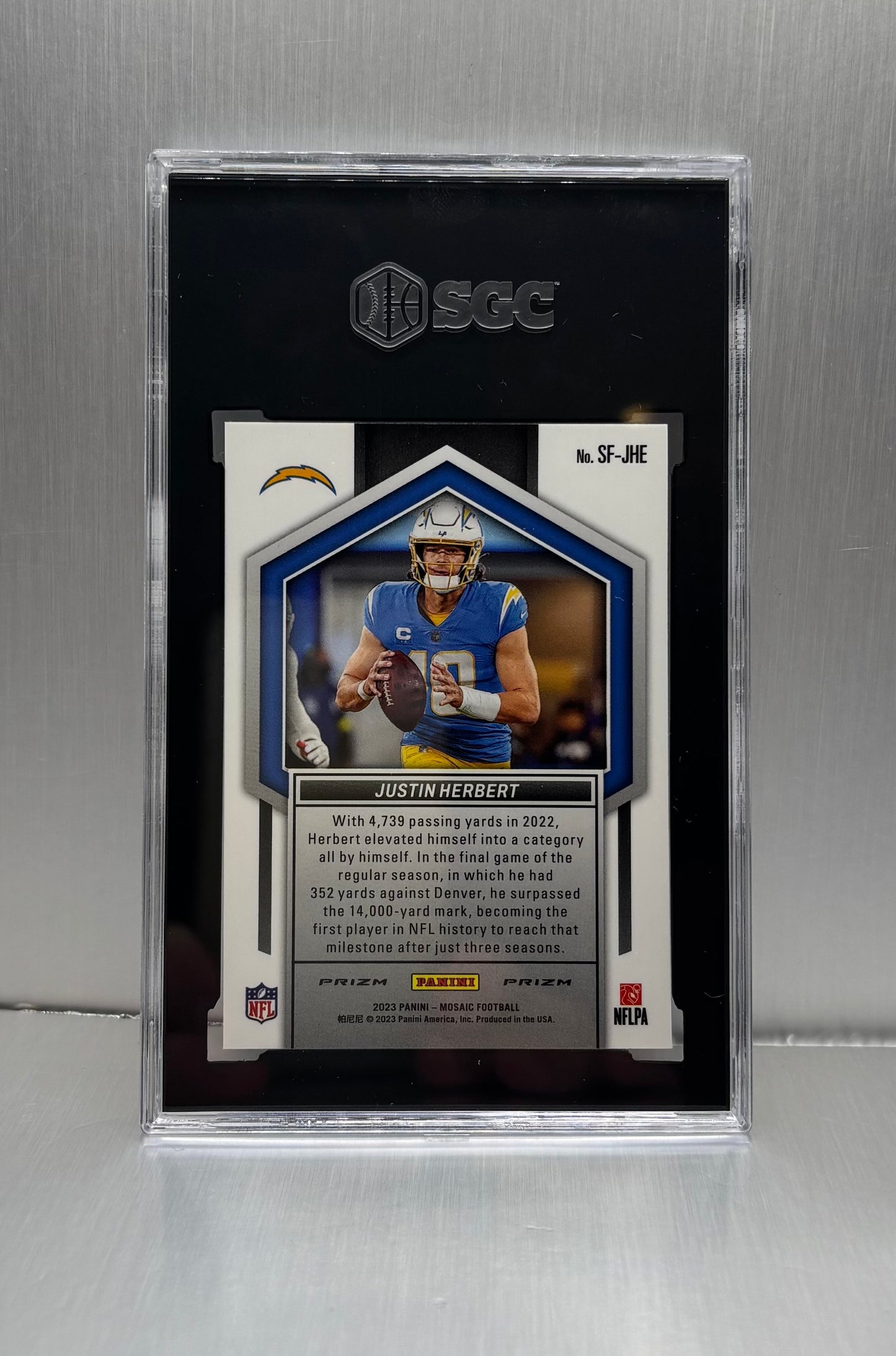 2023 Panini Mosaic SF-JHE Justin Herbert Straight Fire Silver Prizm SGC 9
