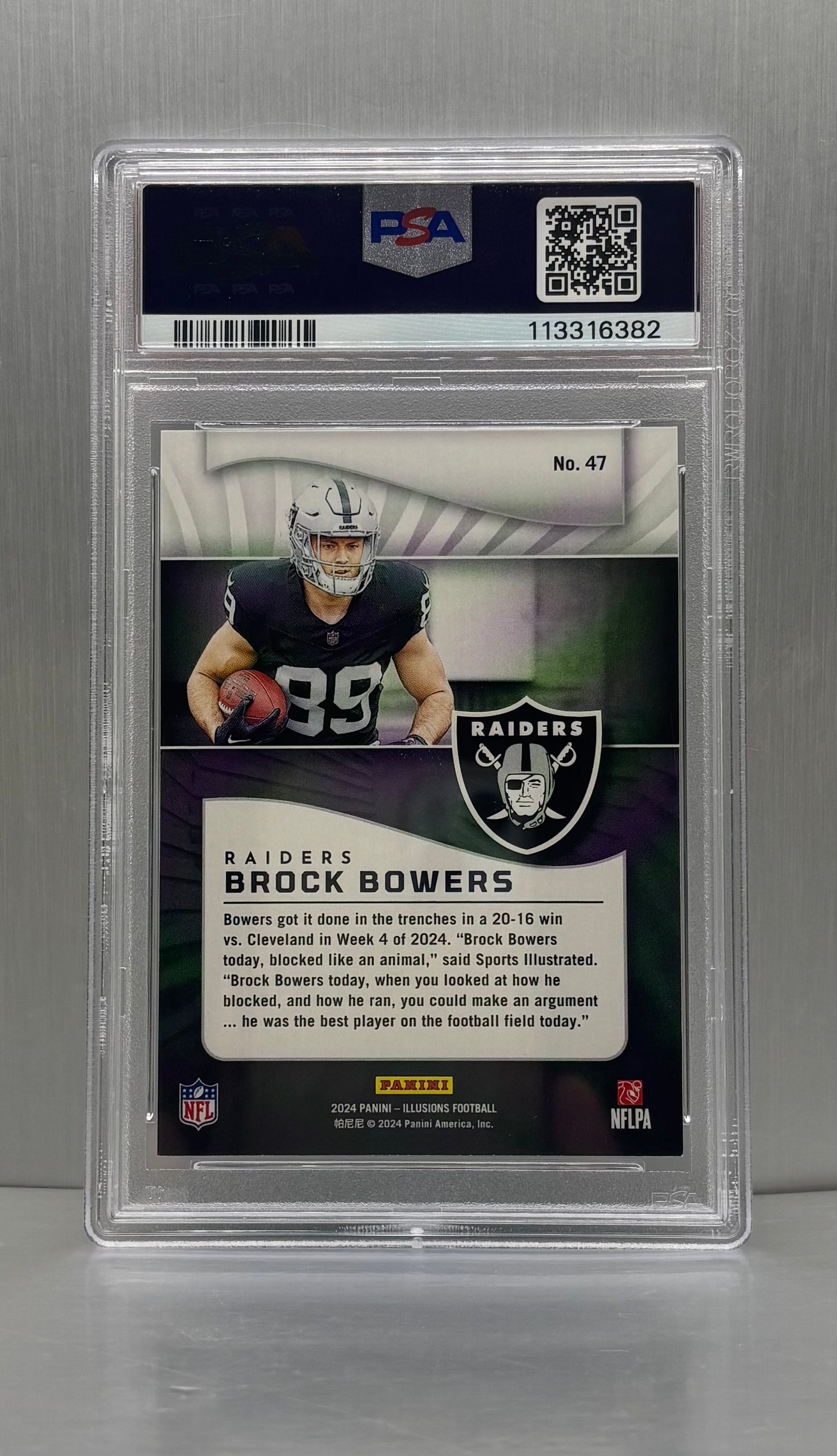 2024 Illusions #47 Brock Bowers Trophy Collection Emerald PSA 9