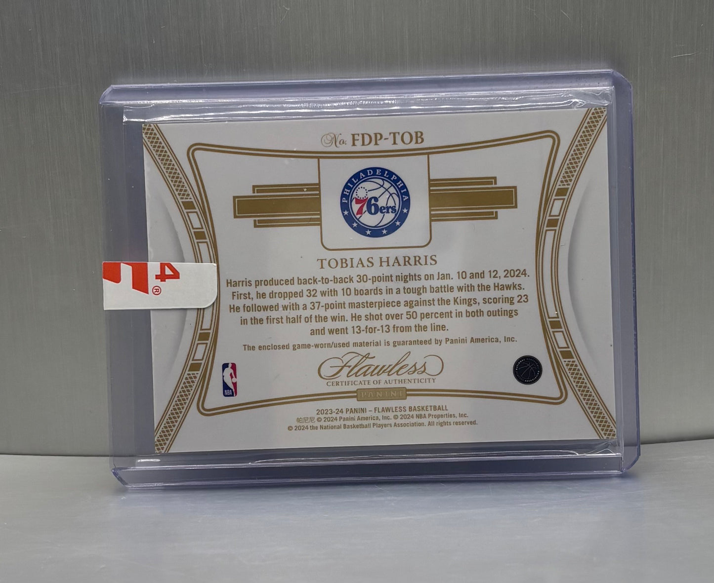 2023 Panini Flawless Dual Patches Ruby Tobias Harris /15