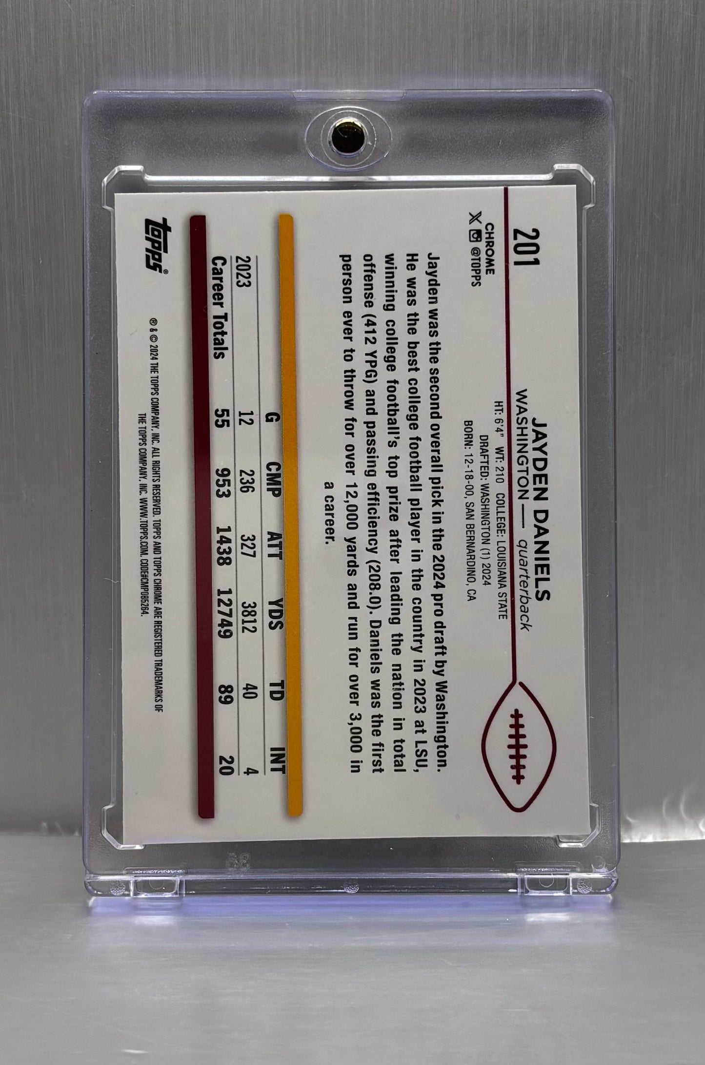 2024 Topps Chrome - Rookies Jayden Daniels #201 Refractor (RC)