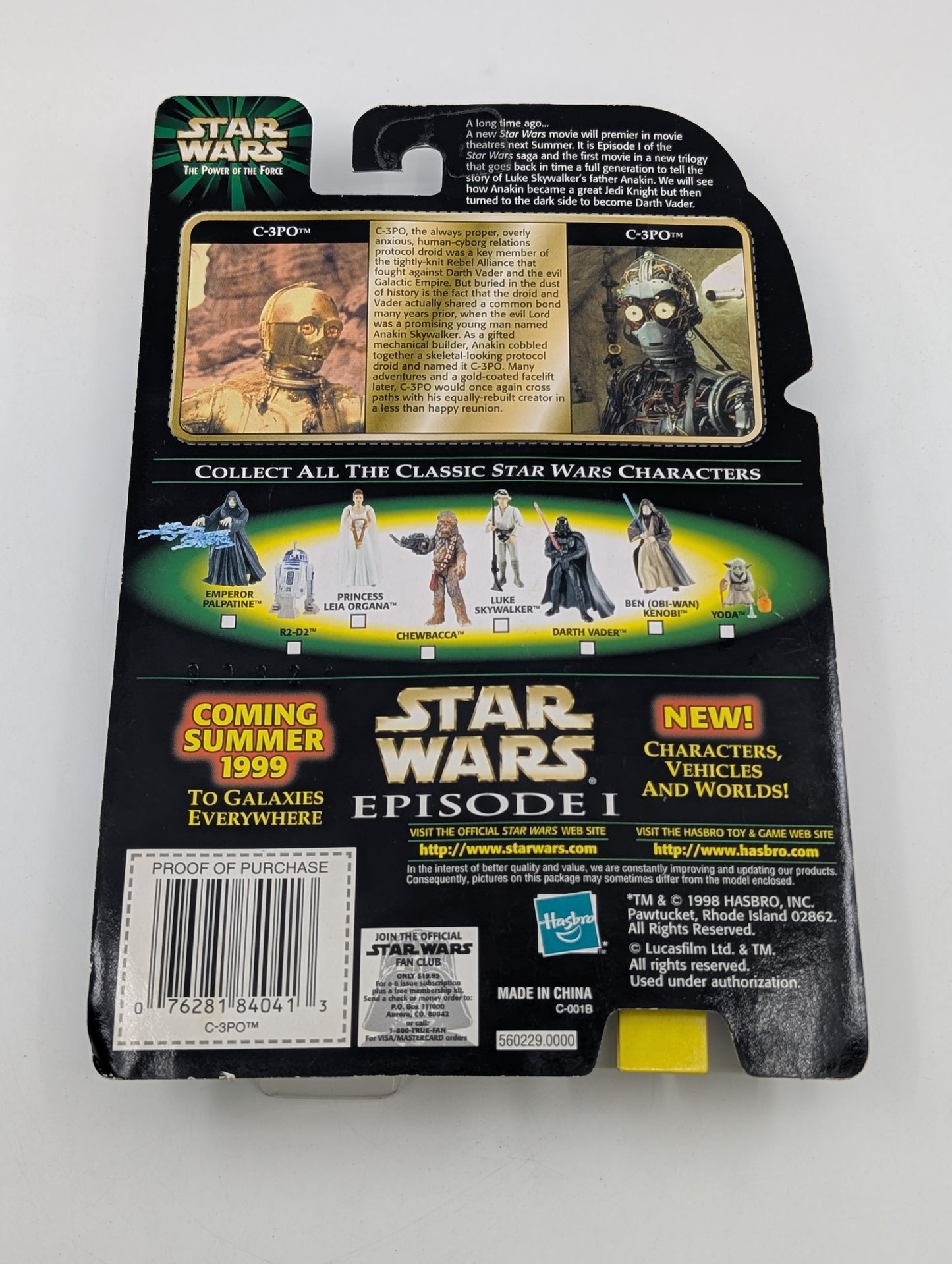 1998 - Star Wars POTF - C-3PO with Removable Arm - Hasbro Figure