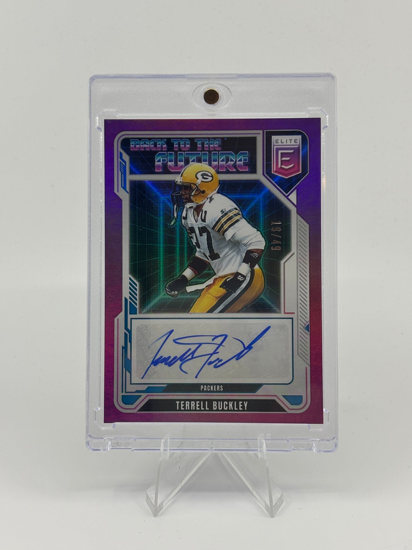 2025 Panini Donruss Elite Terrell Buckley Back to the Future Auto Purple /49