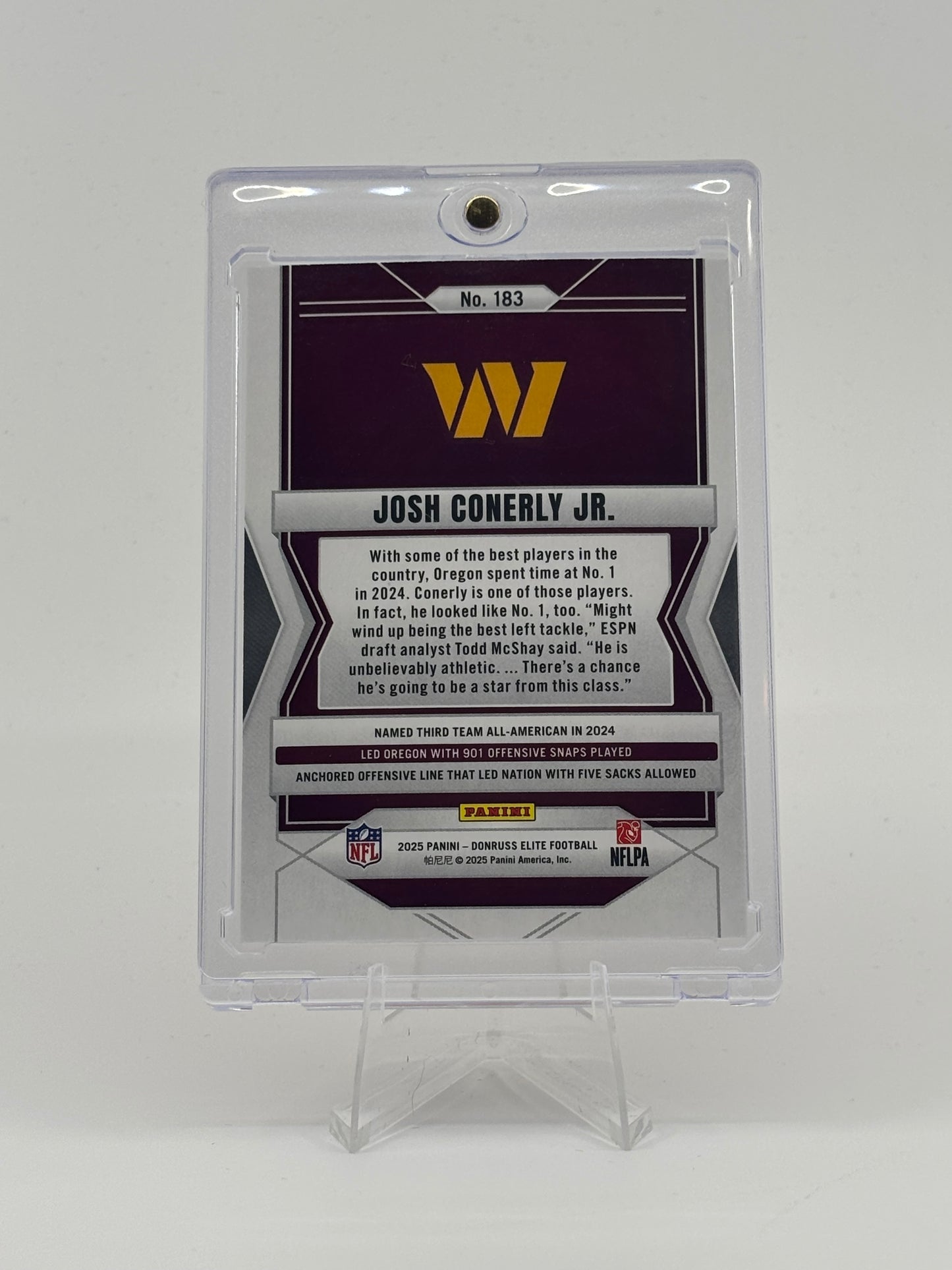 2025 Donruss Elite #183 Josh Conerly Jr RC /199 Washington Commanders