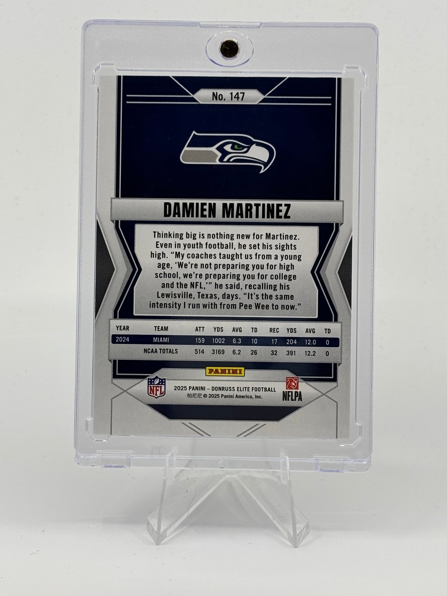 2025 Panini Donruss Elite ROOKIES SILVER /999 Damien Martinez #147 SEAHAWKS