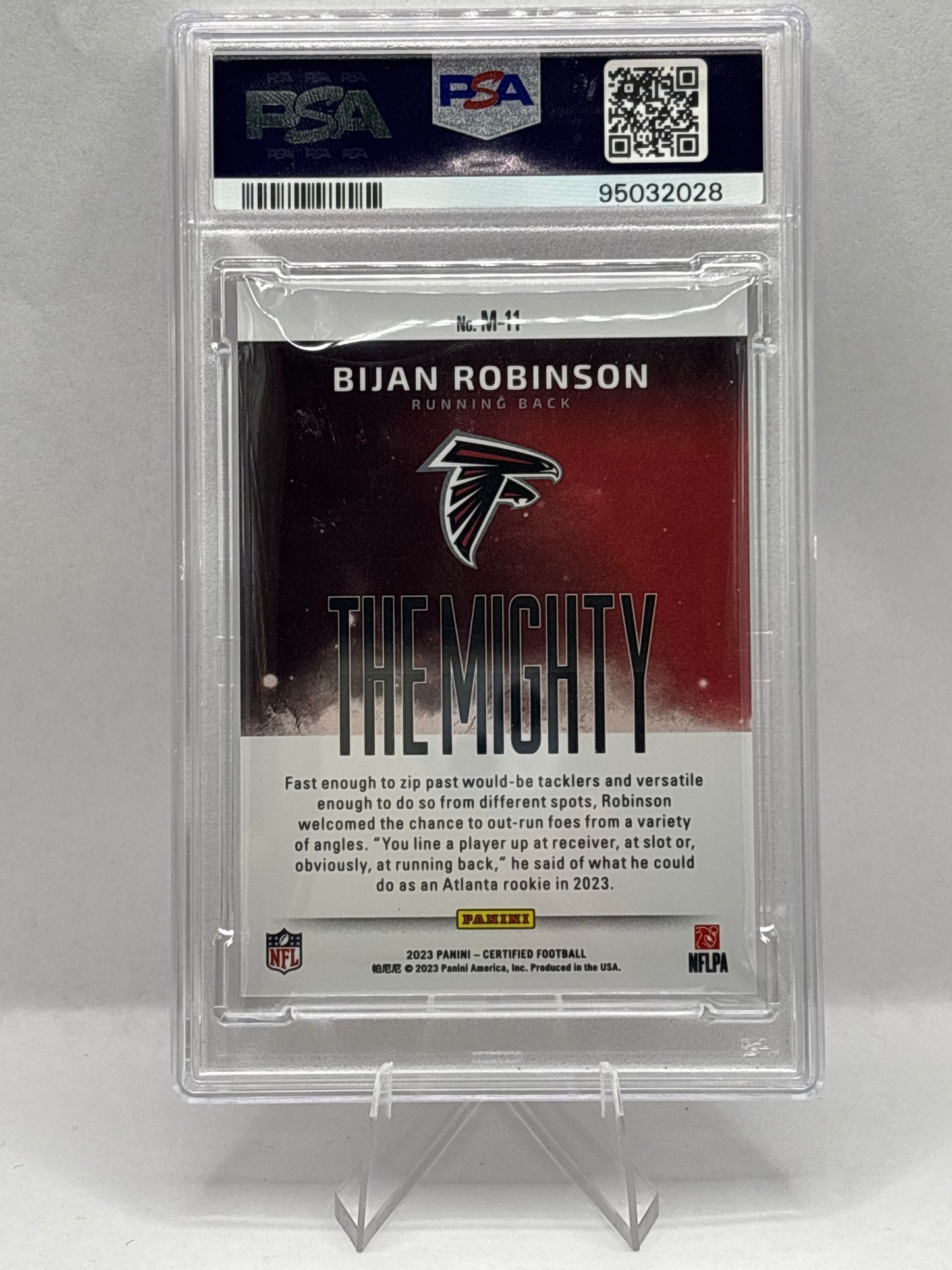 2023 Panini Certified Bijan Robinson “The Mighty” - LOW POP SSP Case Hit PSA 92023 Panini Certified Bijan Robinson “The Mighty” - LOW POP SSP Case Hit PSA 9
