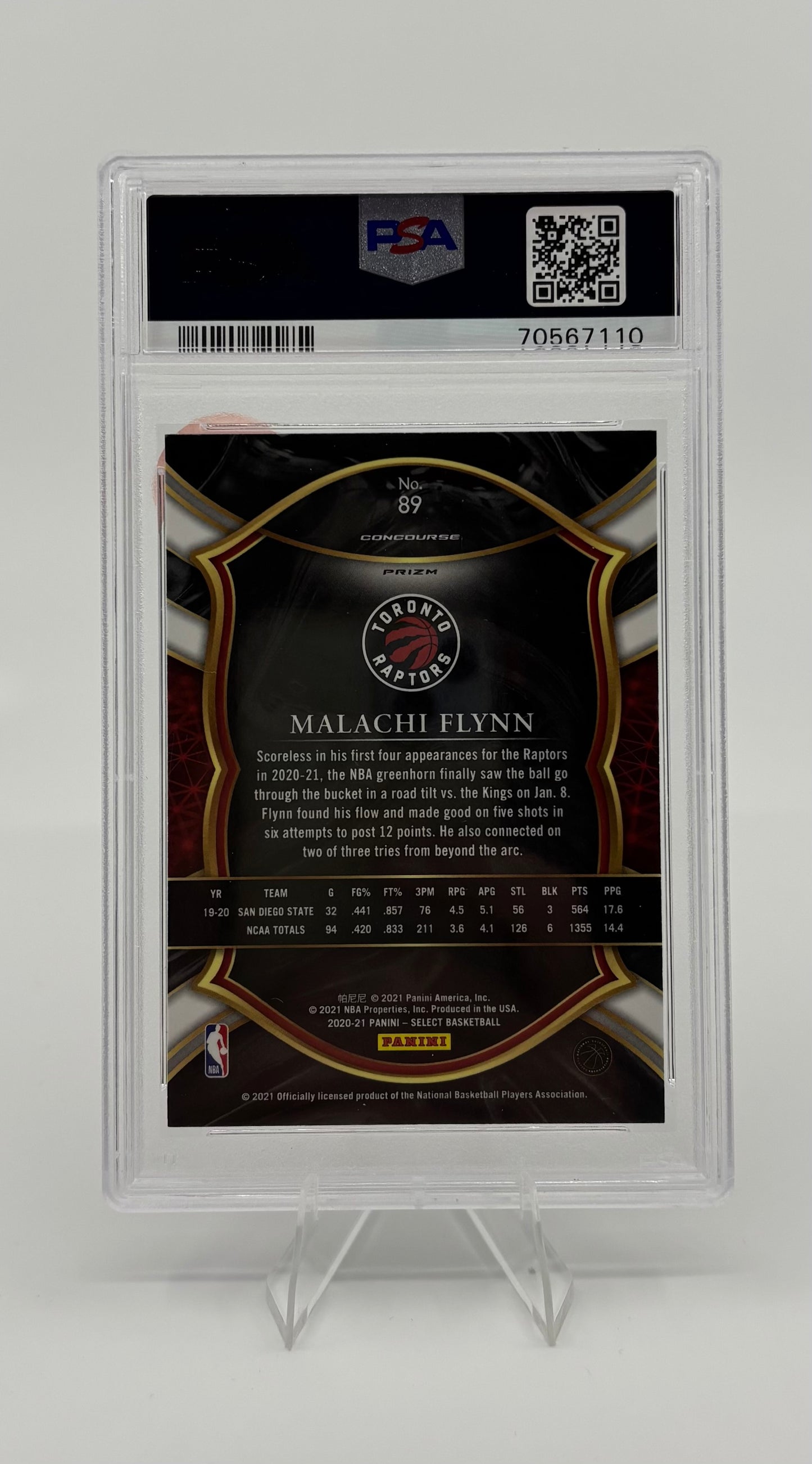 2020 Panini Select Malachi Flynn Red Wave Prizm PSA 8