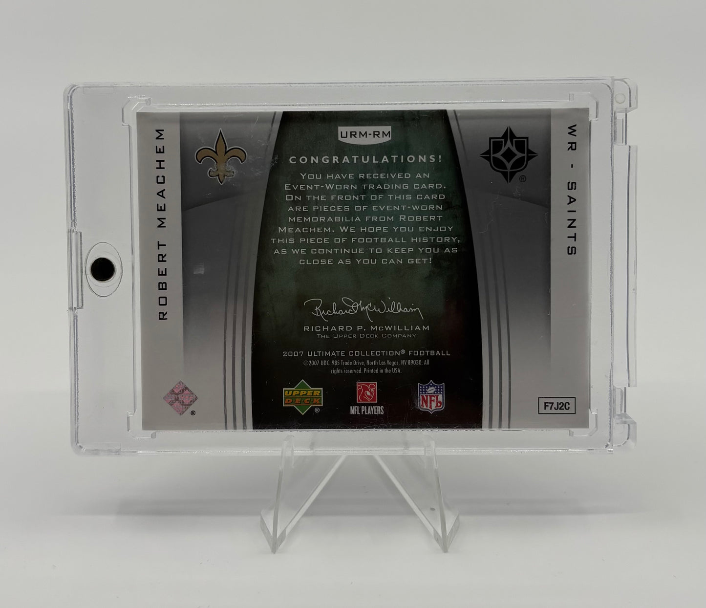 2007 Ultimate Collection - Ultimate Rookie Materials Robert Meachem #URM-RM