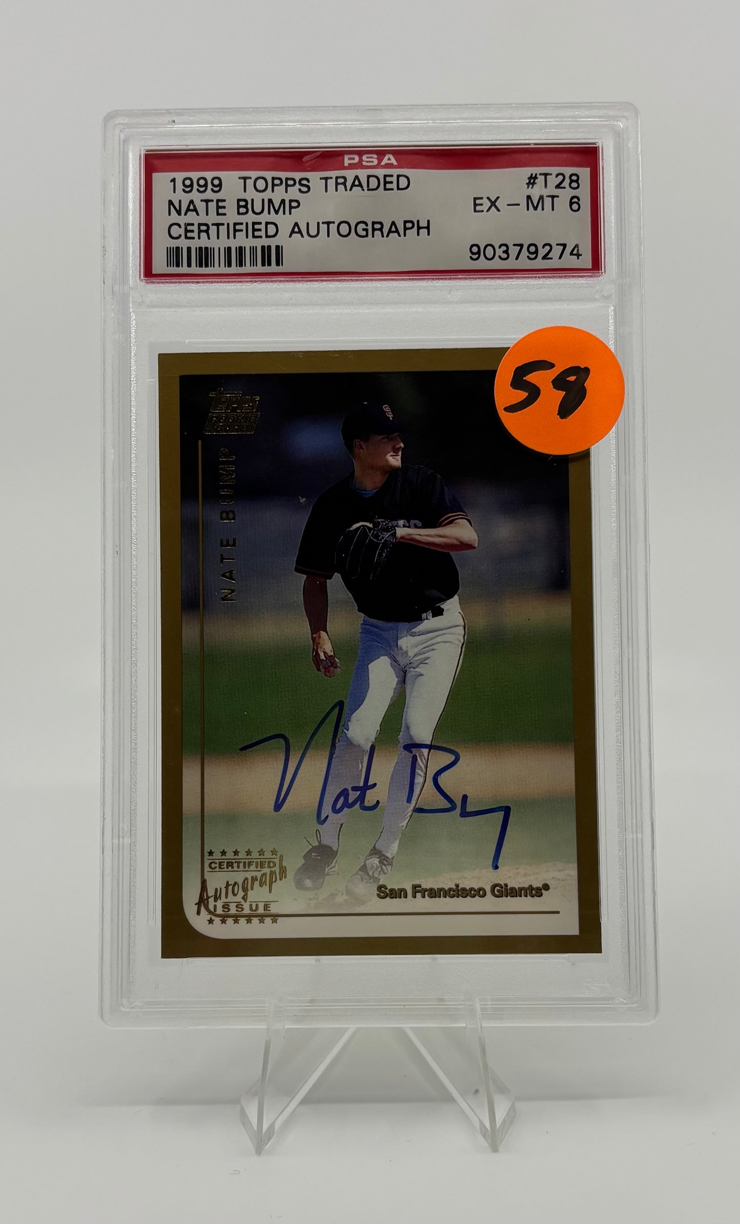 1999 Topps Traded Nate Bump Certified Autograph PSA 6
