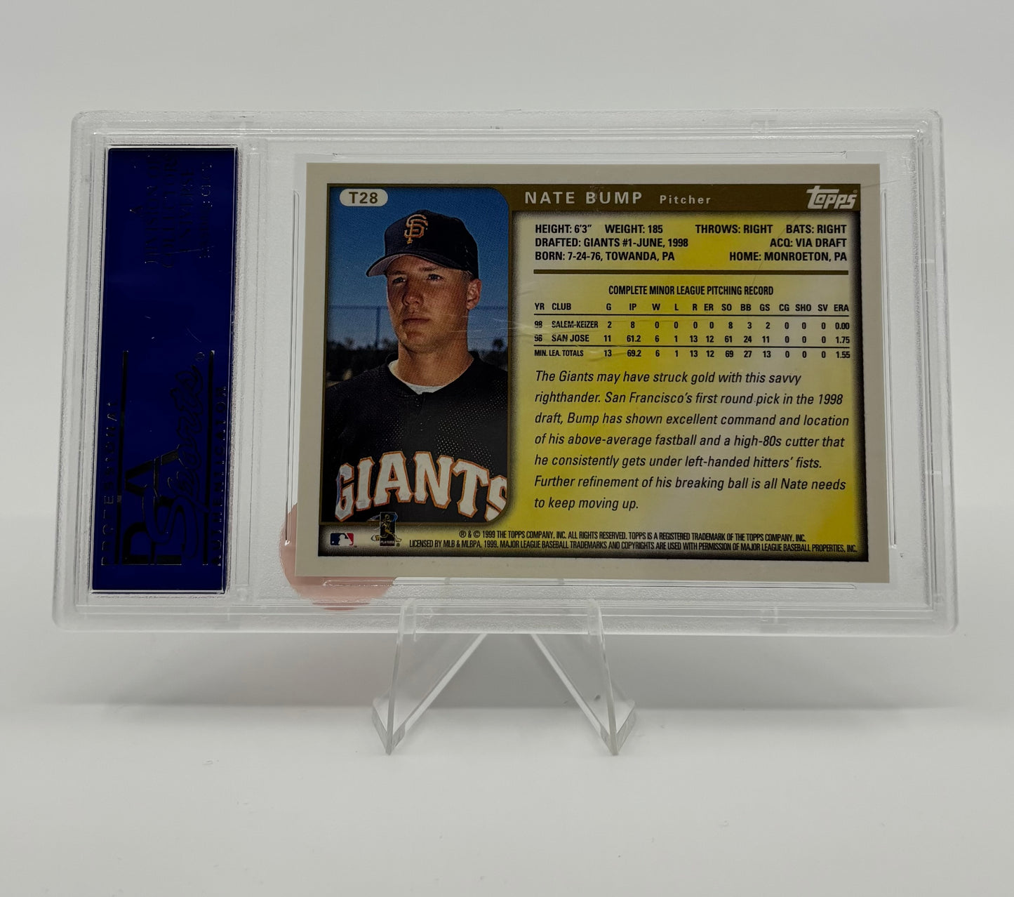 1999 Topps Traded Nate Bump Certified Autograph PSA 6