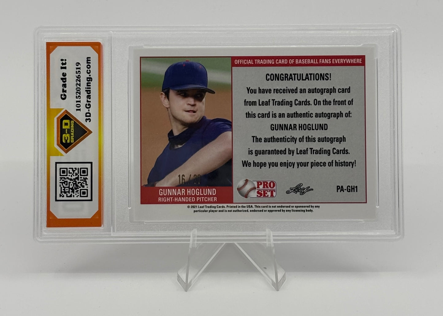 2021 leaf Pro set Metal XRC '89 Pink Refractor Gunnar Hoglund 16/20 3DG 10