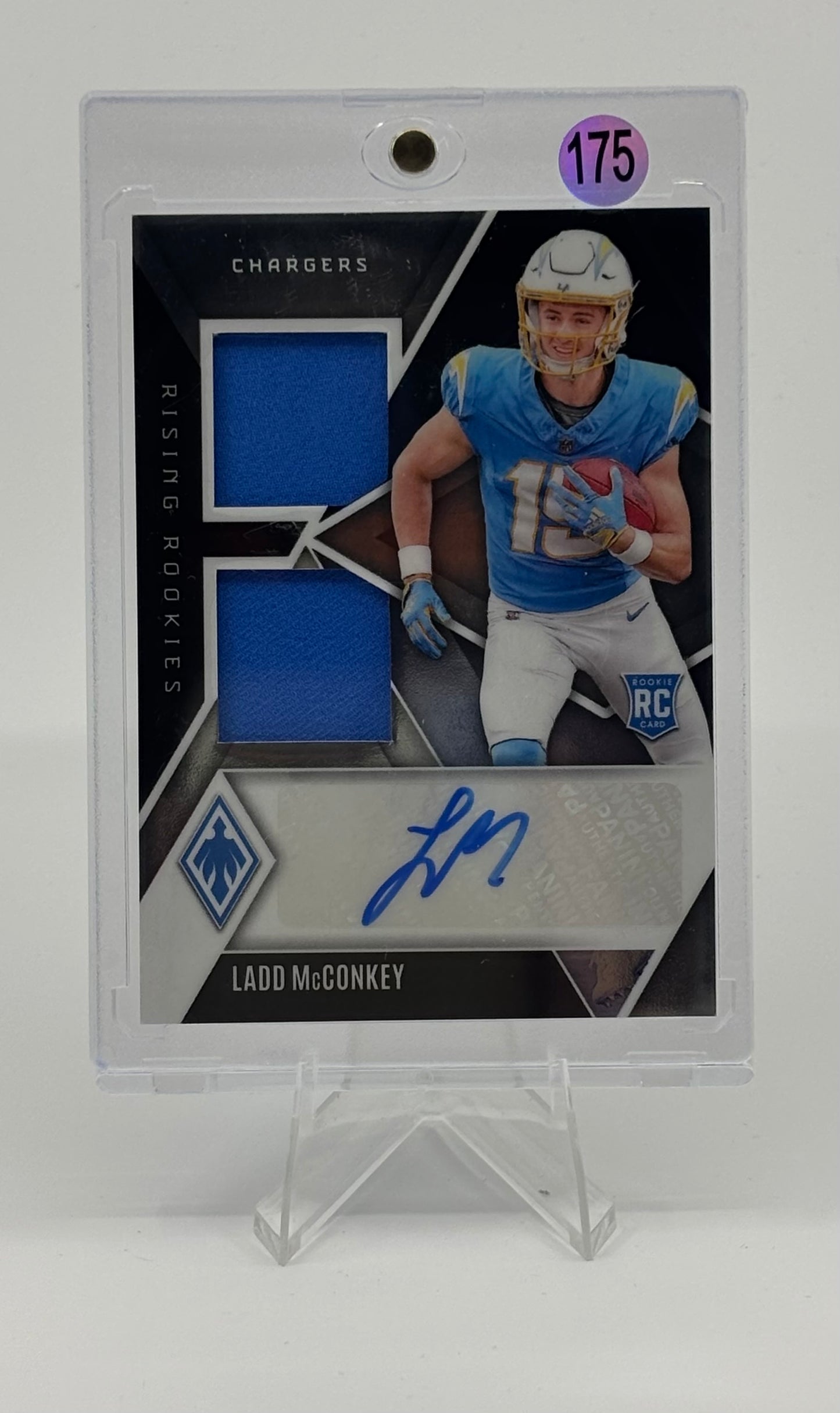 2024 Panini Phoenix - Rising Rookies Dual Patch Autographs Ladd McConkey #RRDP-LMY /149 (AU, MEM, RC)