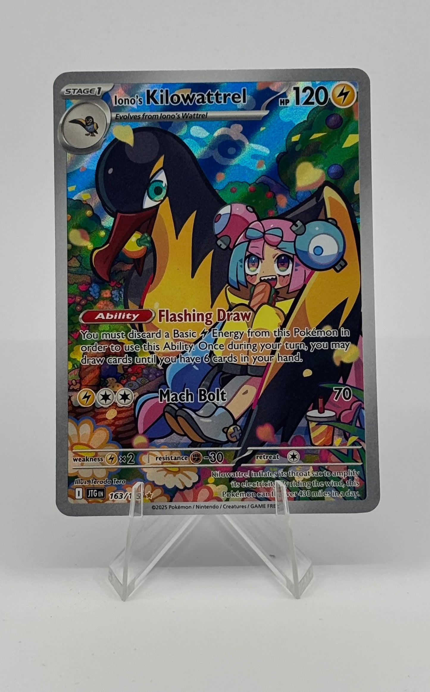 Pokemon Single Iono's Kilowattrel 163/159 Sv09: Journey Together Holo