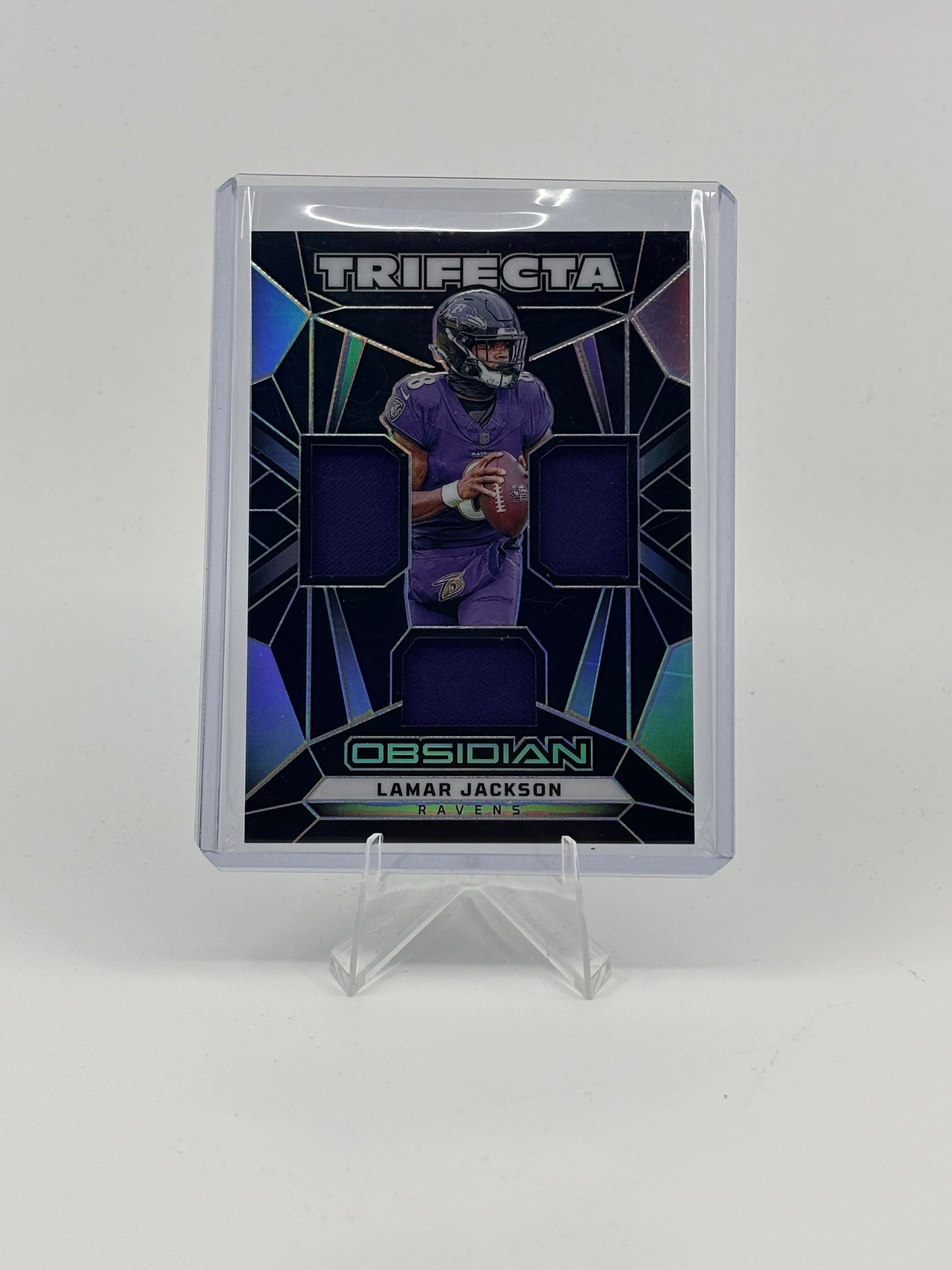 2024 Panini Obsidian - Trifecta Swatches Lamar Jackson #TS-LJN (MEM)