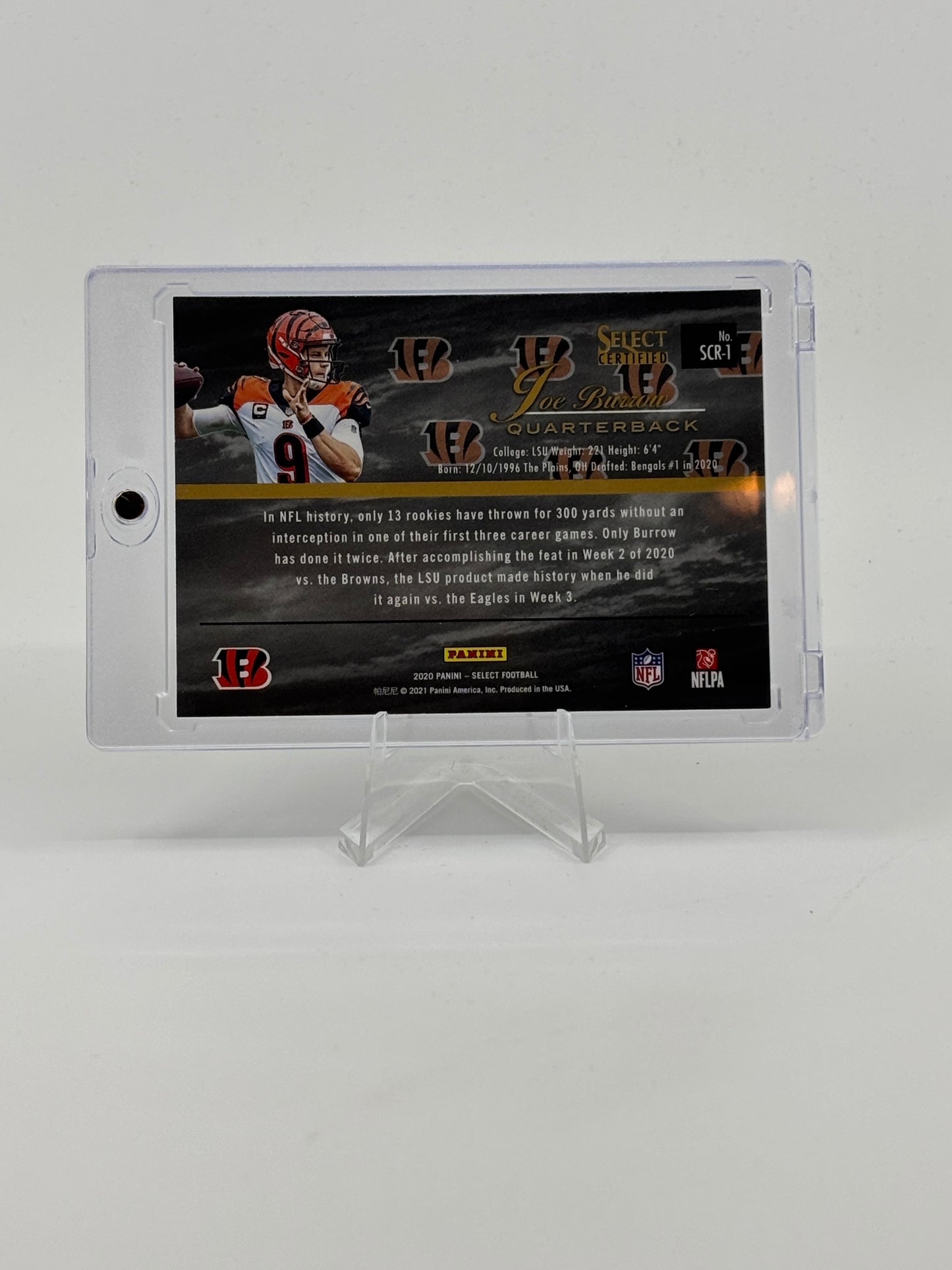 2020 Panini Select - Select Certified Rookies Joe Burrow #SCR-1 (RC)