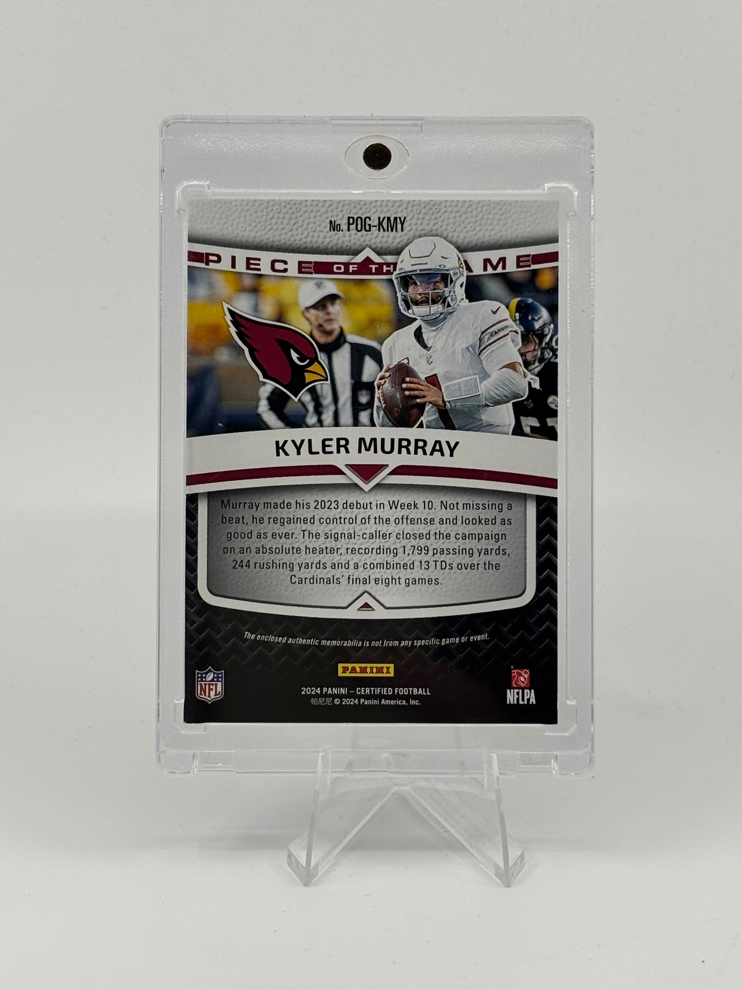 2024 Panini Certified - Piece of the Game Relics Kyler Murray #POG-KMY /249