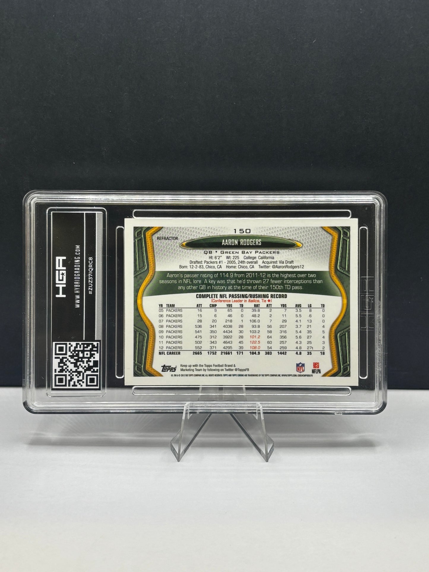 2013 Topps Chrome - Aaron Rodgers #150 Orange Refractor HGA 9.5