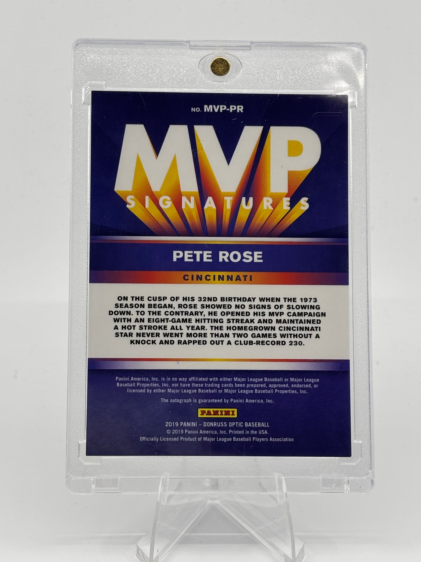 Pete Rose 2019 Auto Panini Optic MVP Signatures