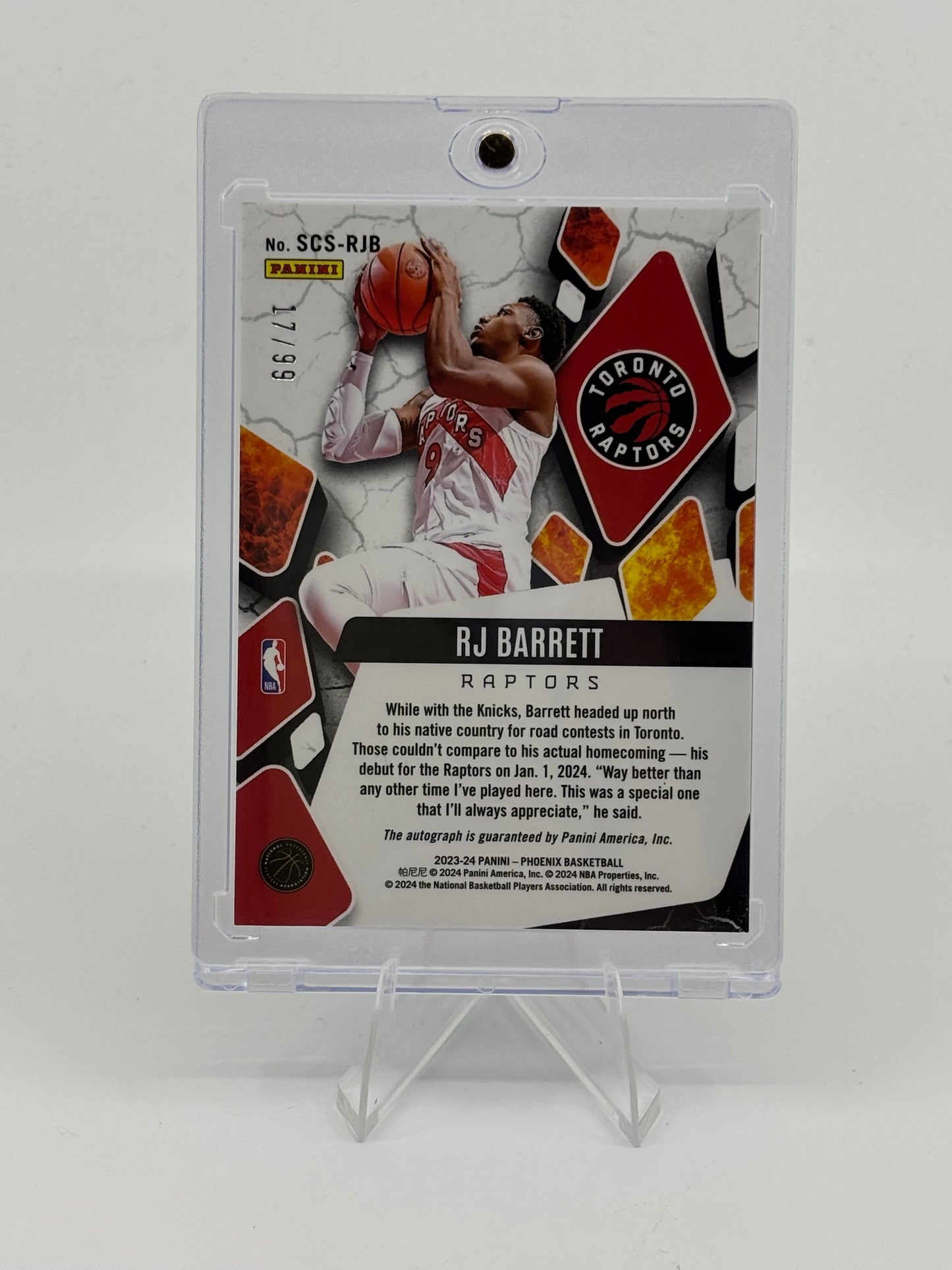 2023-24 Panini Phoenix RJ Barrett Scorched Signatures /99 Raptors #SCS-RJB