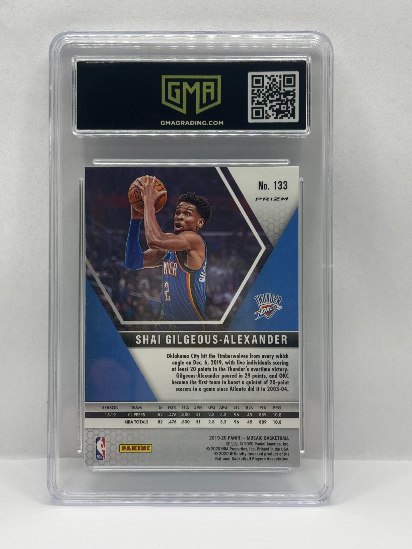2019 Mosaicc Shai Gilgeous-Alexander 2019 Panini Mosaic #133 Green Prizm GMA 10