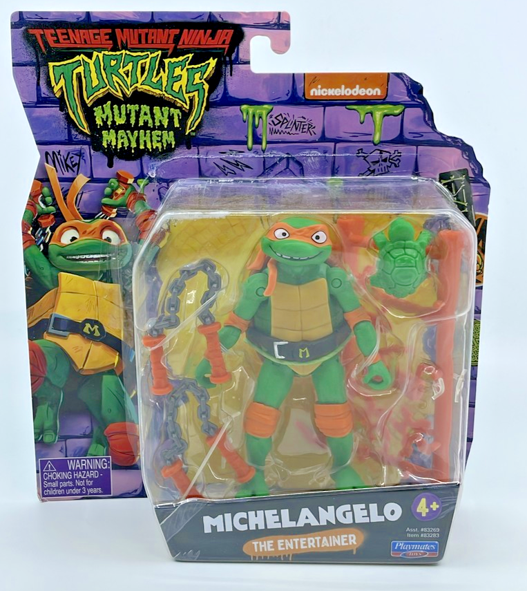 TMNT Mutant Mayhem Michelangelo Action Figure with Figure Protector