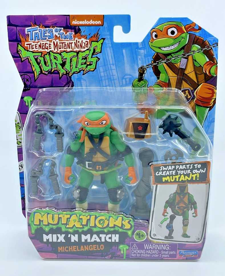 TMNT Tales Mutations Mix N' Match Michelangelo Figure with Figure Protector
