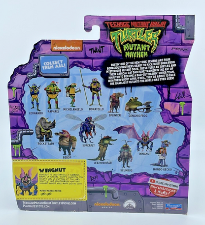 TMNT Mutant Mayhem Wingnut Robo-Bat Figure Playmates with Figure Protector