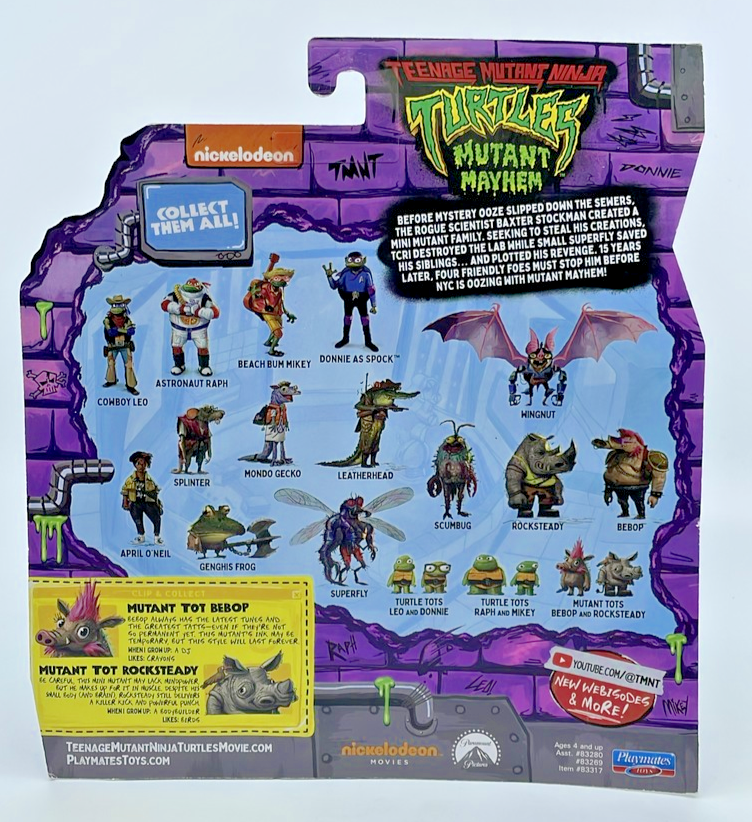 TMNT Mutant Mayhem Mutant Tots Bebop & Rocksteady Figures with Figure Protector
