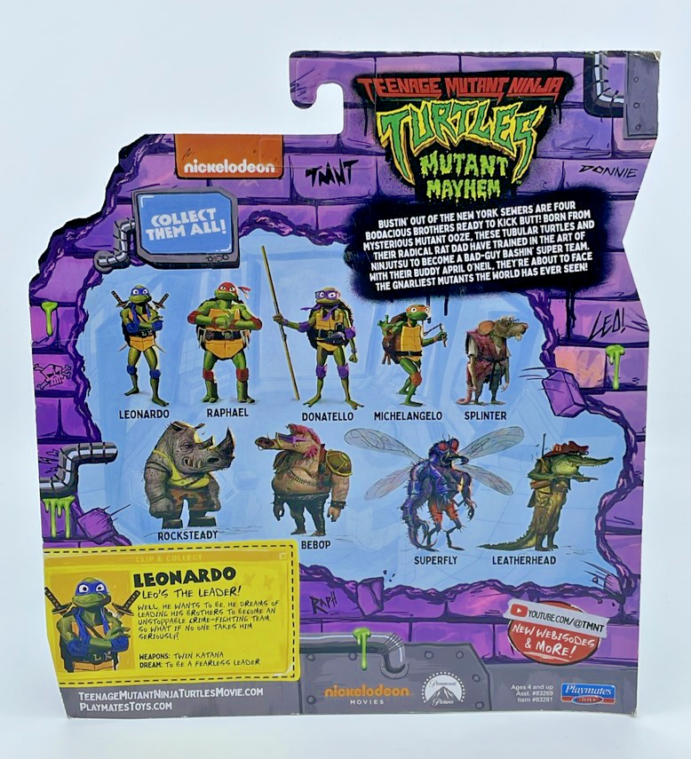 TMNT Mutant Mayhem Leo 4.5" Action Figure Playmates with Figure Protector