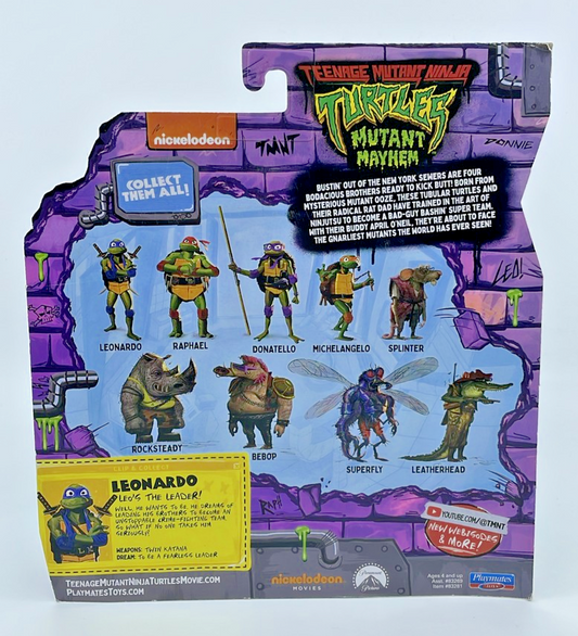TMNT Mutant Mayhem Leo 4.5" Action Figure Playmates with Figure Protector