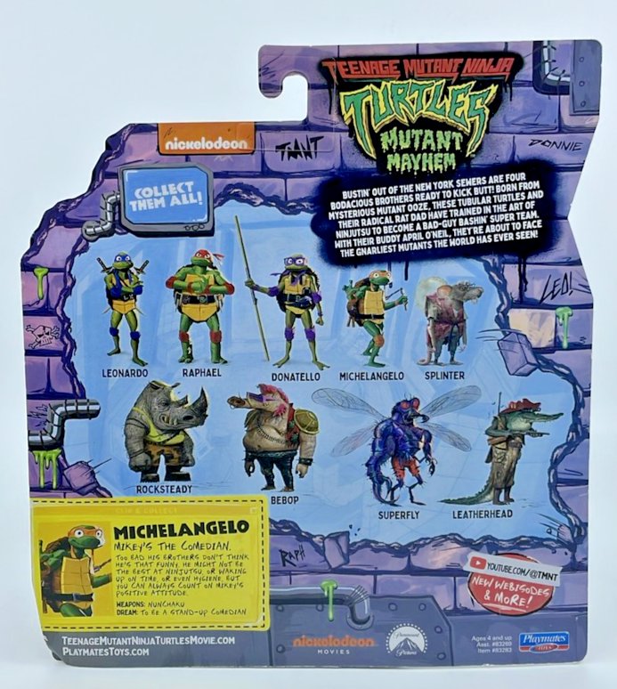 TMNT Mutant Mayhem Michelangelo Action Figure with Figure Protector