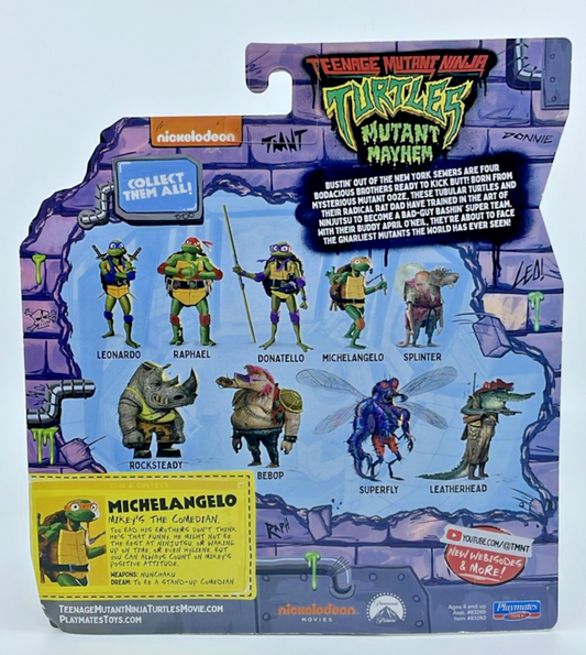 TMNT Mutant Mayhem Michelangelo Action Figure with Figure Protector